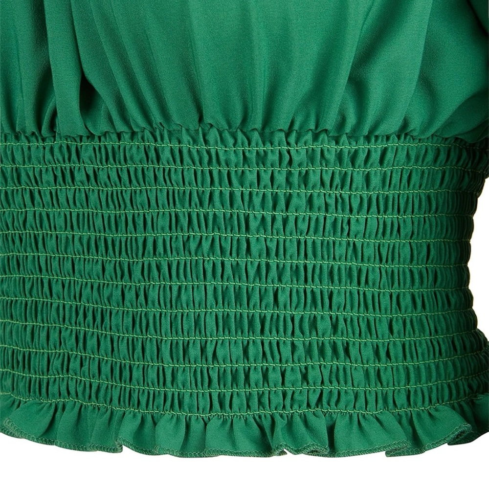 Green Off-Shoulder Smocked Top - Picture 6 of 7